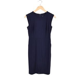 J.Crew Petite Resume Dress Italian Wool Blend Navy Blue Size 2 Petite NWT